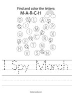 I Spy March Handwriting Sheet