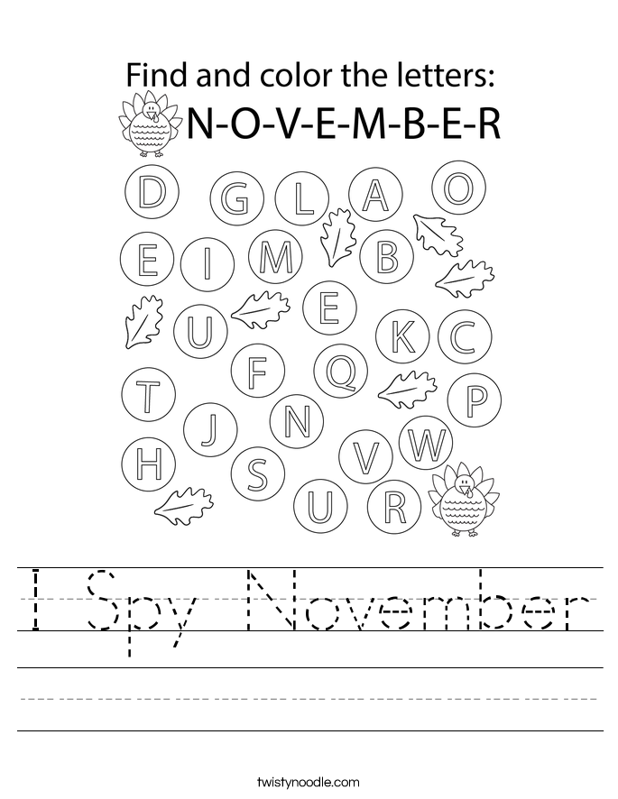I Spy November Worksheet