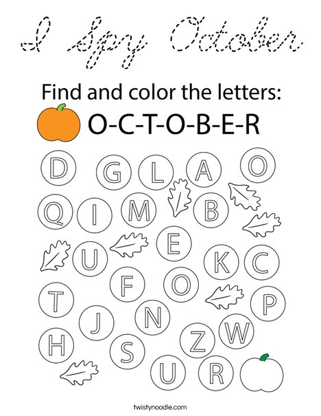 I Spy October Coloring Page