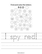 I spy red Handwriting Sheet