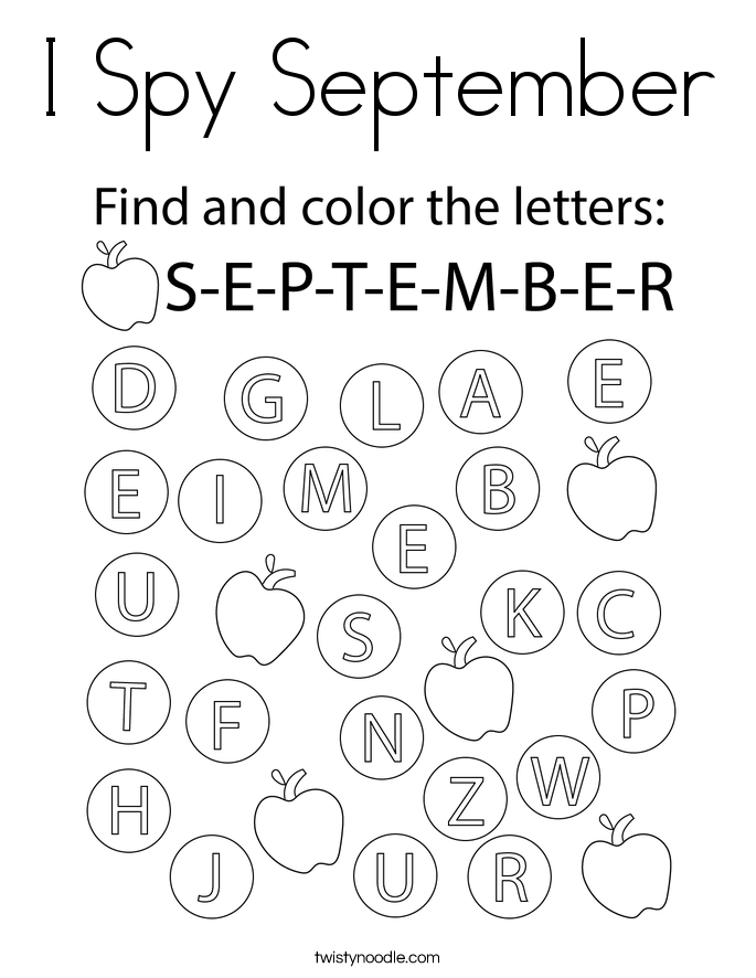 I Spy September Coloring Page
