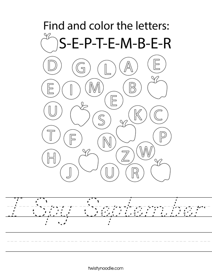 I Spy September Worksheet