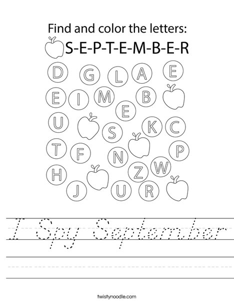 I Spy September Worksheet