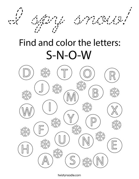 I spy snow! Coloring Page