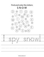 I spy snow Handwriting Sheet