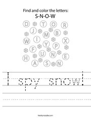 I spy snow Handwriting Sheet