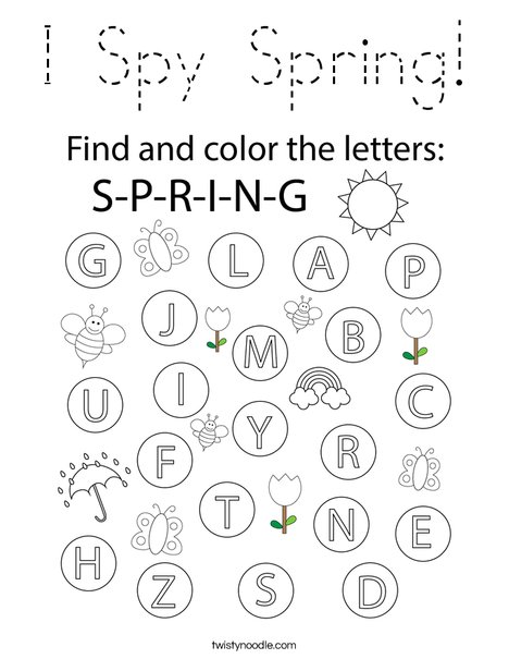I Spy Spring! Coloring Page