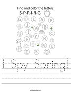 I Spy Spring Handwriting Sheet