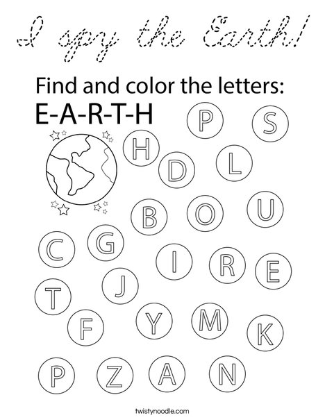 I spy the Earth. Coloring Page