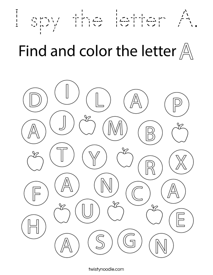 I spy the letter A. Coloring Page