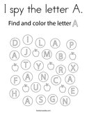 I spy the letter A Coloring Page