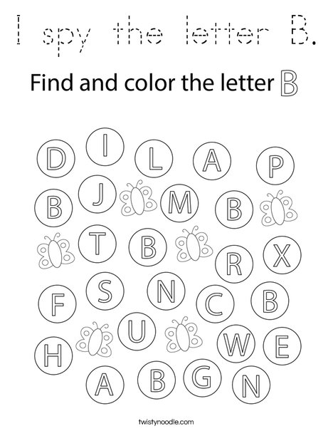 I spy the letter B. Coloring Page