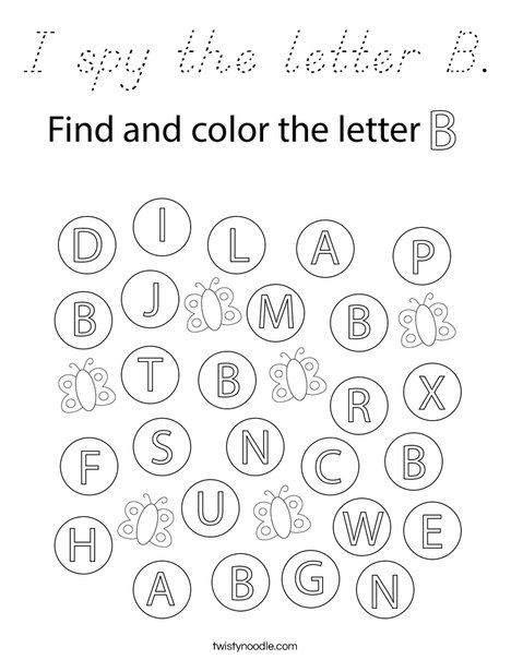I spy the letter B. Coloring Page