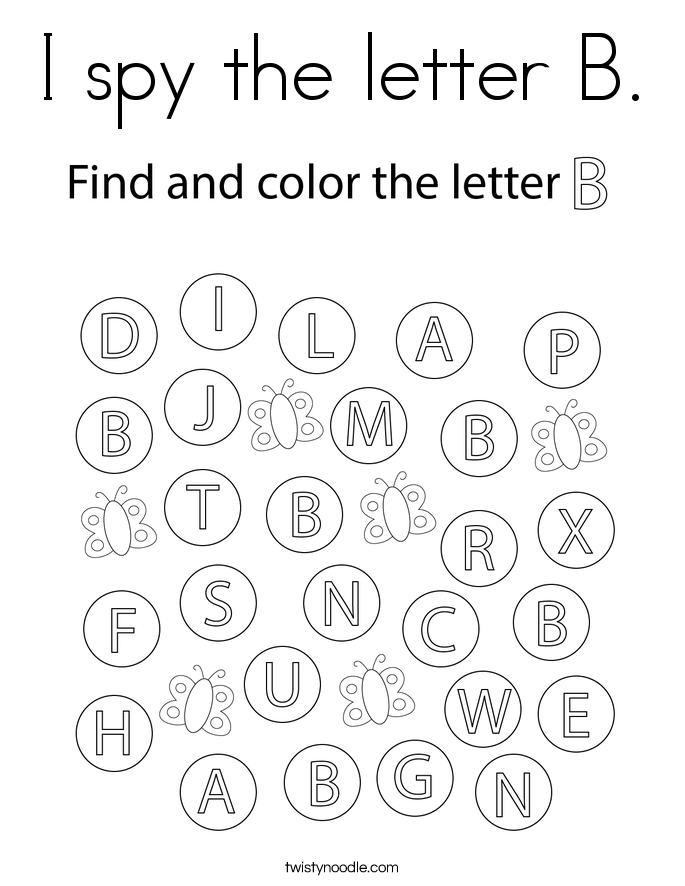 I spy the letter B. Coloring Page