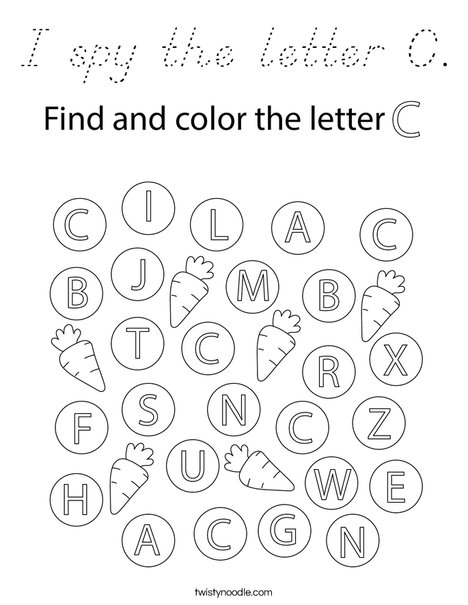 I spy the letter C. Coloring Page
