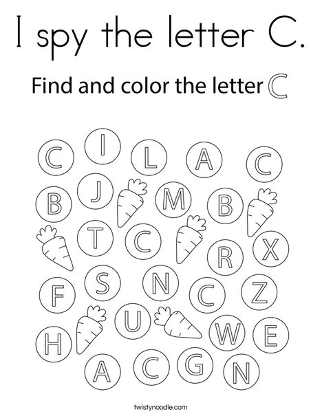 I spy the letter C. Coloring Page