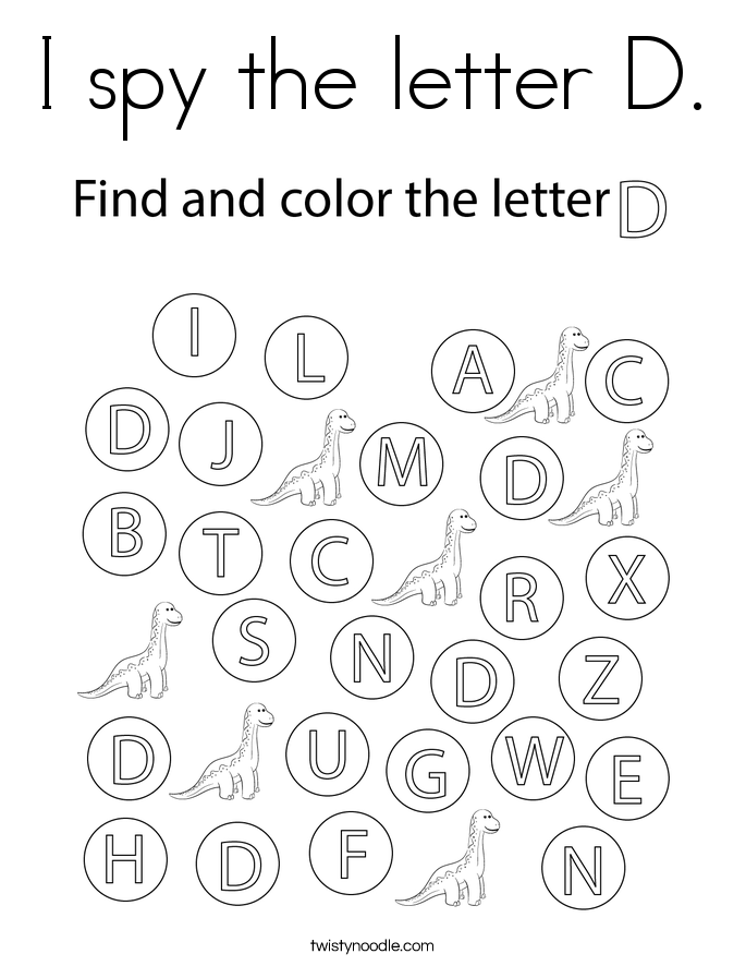I spy the letter D. Coloring Page