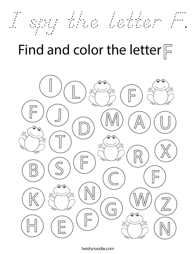 I spy the letter F. Coloring Page