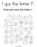 I spy the letter F Coloring Page