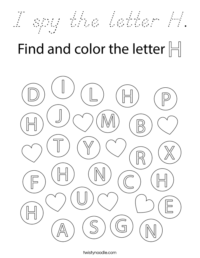 I spy the letter H. Coloring Page