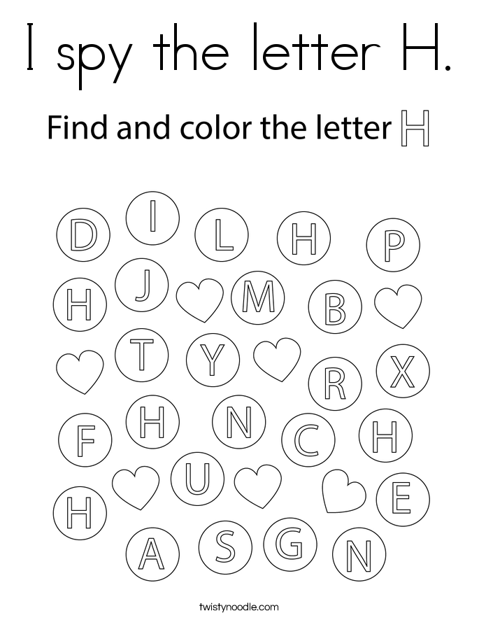 I spy the letter H. Coloring Page
