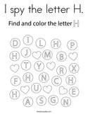 I spy the letter H Coloring Page