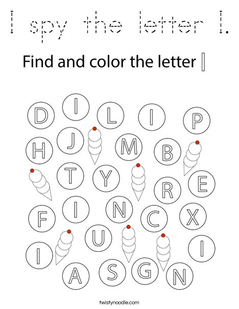 I spy the letter I. Coloring Page