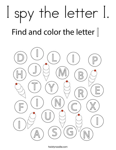 I spy the letter I. Coloring Page