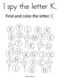 I spy the letter K Coloring Page