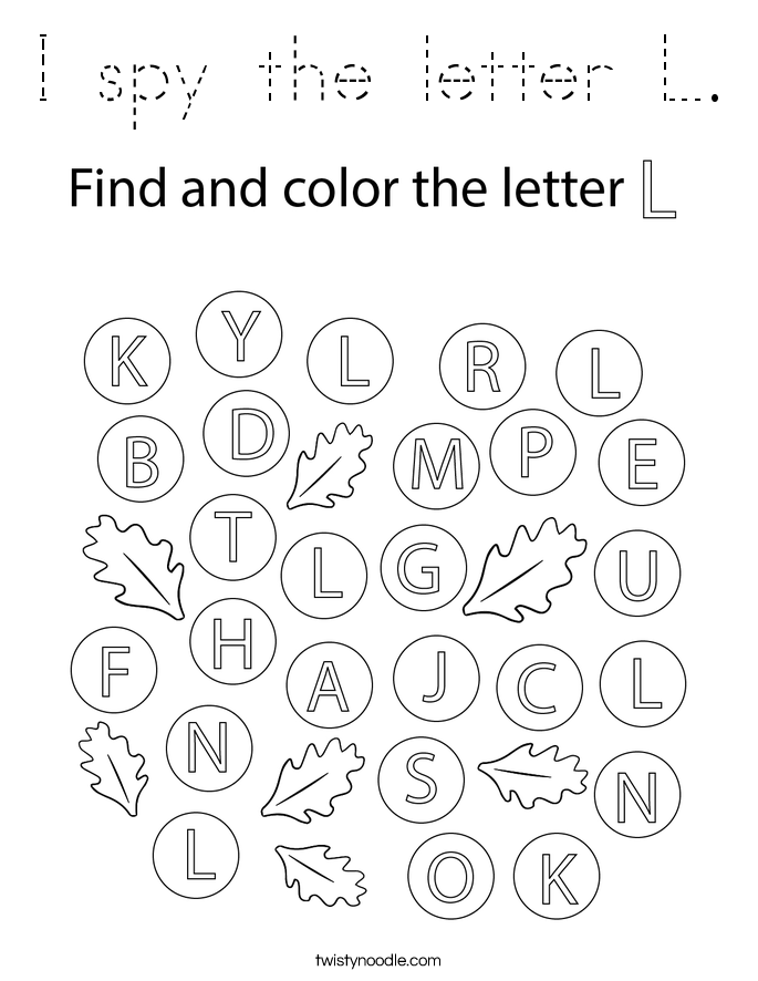 I spy the letter L. Coloring Page
