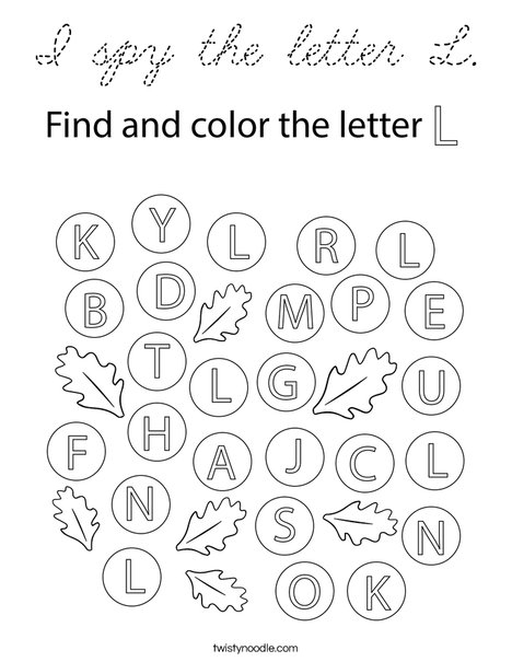 I spy the letter L. Coloring Page