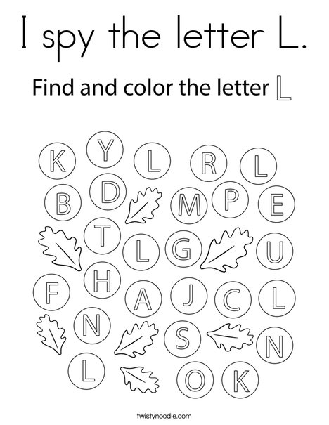 I spy the letter L. Coloring Page