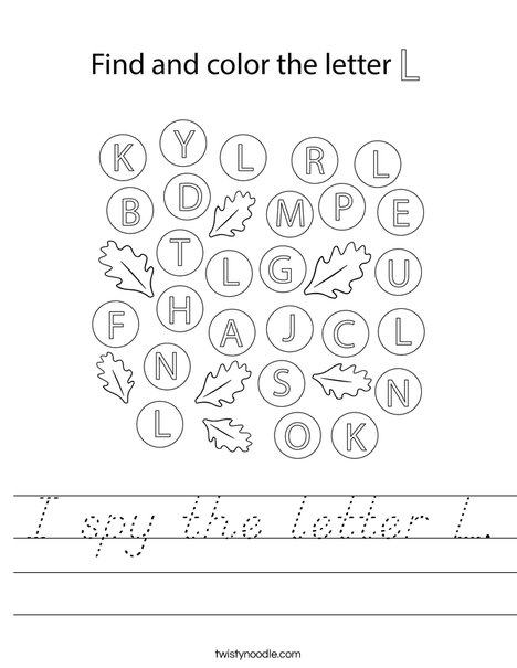 I spy the letter L. Worksheet