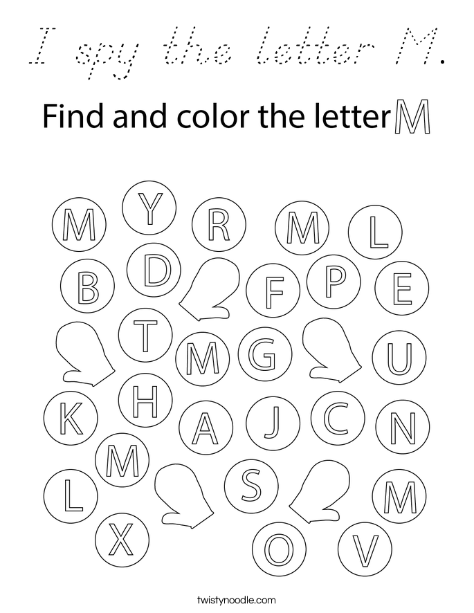 I spy the letter M. Coloring Page