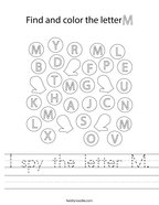 I spy the letter M Handwriting Sheet