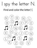 I spy the letter N Coloring Page