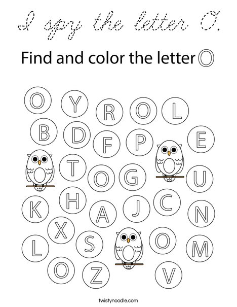 I spy the letter O. Coloring Page
