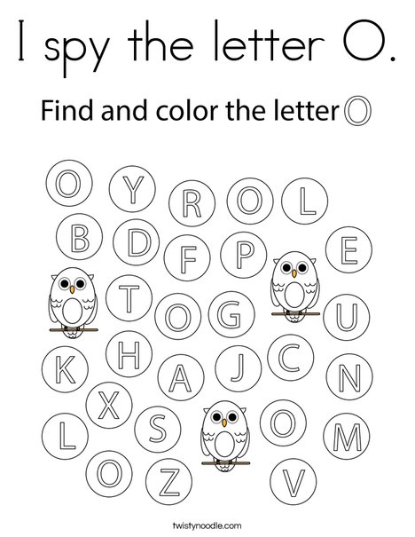 I spy the letter O. Coloring Page