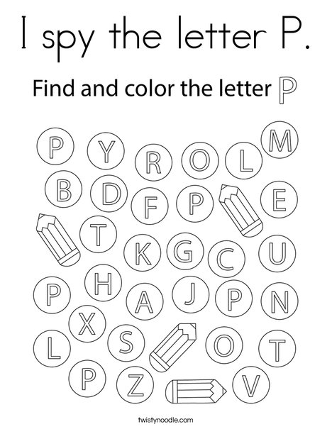 i spy the letter p coloring page twisty noodle