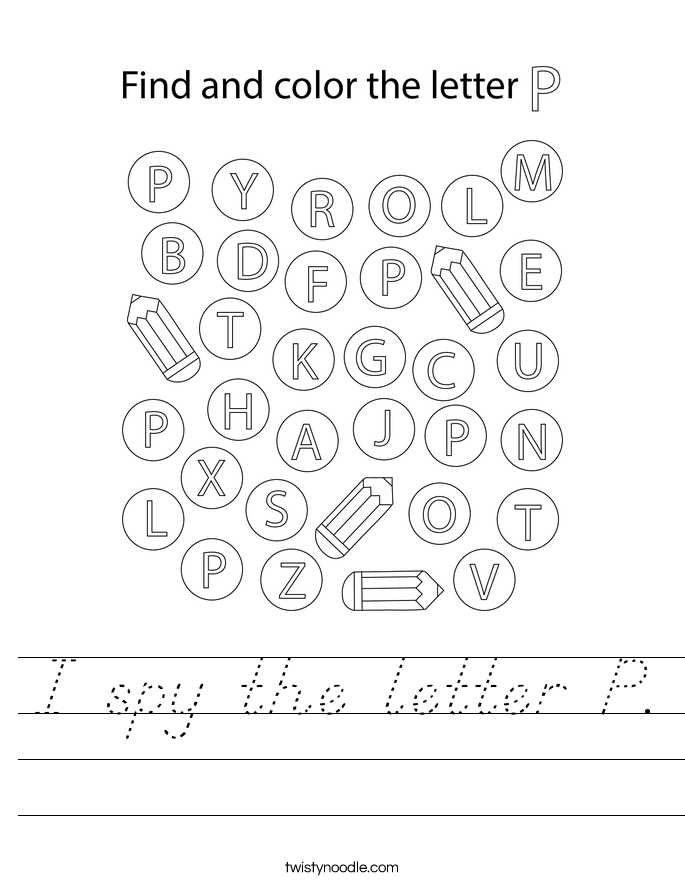 I spy the letter P. Worksheet