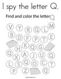 I spy the letter Q Coloring Page