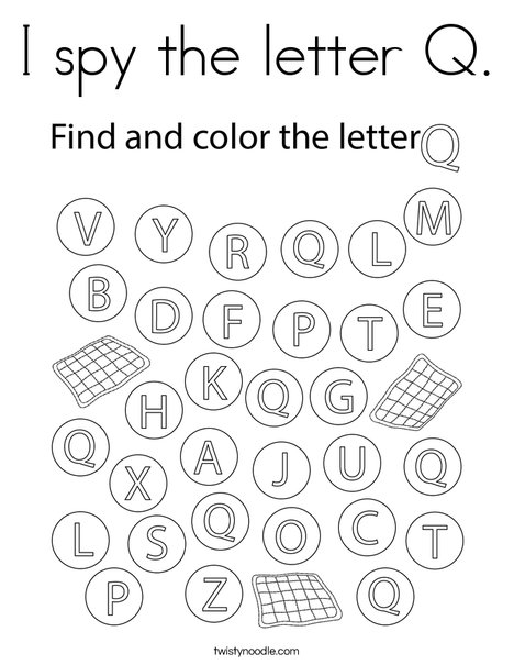 I spy the letter Q. Coloring Page