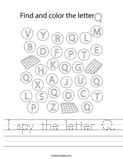 I spy the letter Q. Worksheet