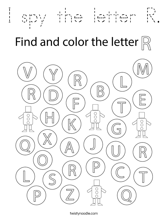 I spy the letter R. Coloring Page