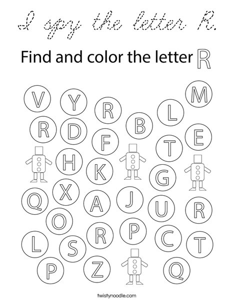 I spy the letter R. Coloring Page