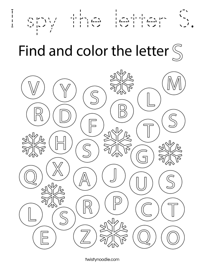 I spy the letter S. Coloring Page