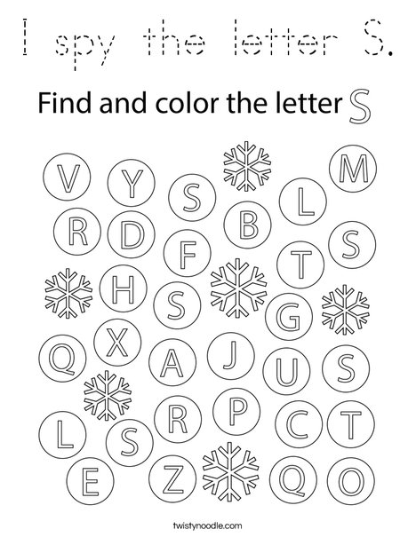 I spy the letter S.  Coloring Page