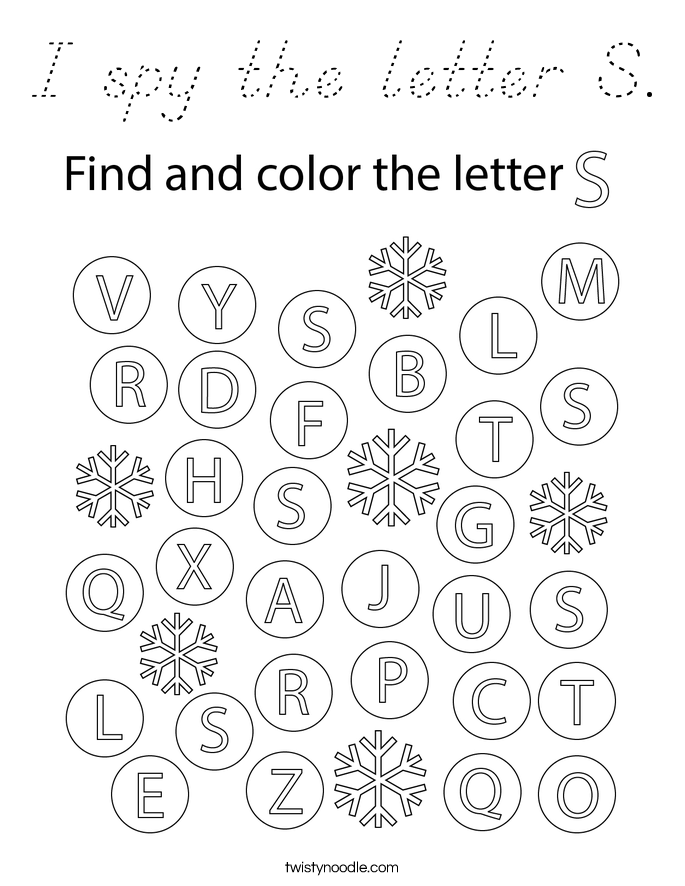 I spy the letter S. Coloring Page