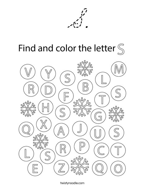 I spy the letter S.  Coloring Page