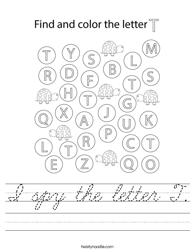 I spy the letter T. Worksheet